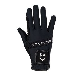 EQUESTRO  GLOVES IN TECHNICAL FABRIC WITH MULTICOLOR LOGO